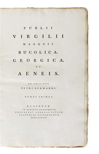 VERGILIUS MARO, PUBLIUS.  Bucolica, Georgica et Aeneis. Ex editione Petri Burmanni.  2 vols.  1778.